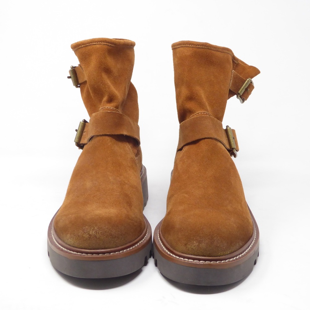 NEW Sam Edelman Womens Garret Moto Boots Brown Suede Buckle Size 8.5 - Picture 3 of 10